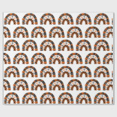 かわいいハロウィーンカボチャのクモの巣レインボー ラッピングペーパー (フラット)