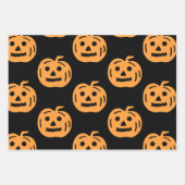 かわいいハロウィーンカボチャのパターン混合 ラッピングペーパーシート (正面3)