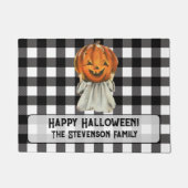 かわいいハロウィーンカボチャカスタム幽霊ファミリー名 ドアマット (正面)