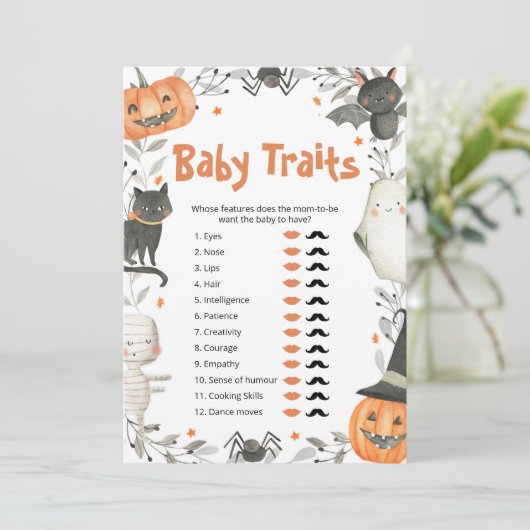 かわいいハロウィーンカボチャベビー特徴シャワーゲーム 招待状 (スタンド正面)