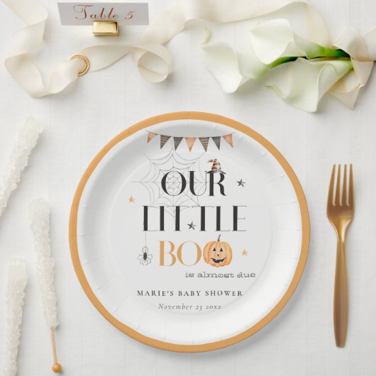かわいいハロウィーンカボチャ小さなブーブベビーシャワー ペーパープレート (ウェディング)