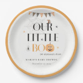 かわいいハロウィーンカボチャ小さなブーブベビーシャワー ペーパープレート (正面)