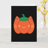 かわいいハロウィーンカボチャ猫 カード (黄色い花)
