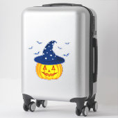 かわいいハロウィーンカボチャ魔女の帽子とこうもり シール (スーツケース)