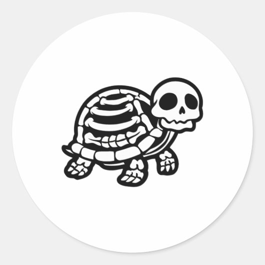 かわいいハロウィーンカメのスケルトン亀の化石ar ラウンドシール (正面)