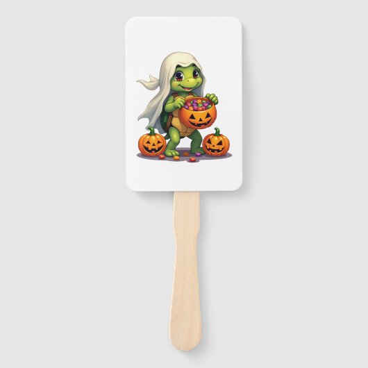 かわいいハロウィーンカメ幽霊とキャンディ(8) ハンドファン (正面)