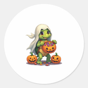 かわいいハロウィーンカメ幽霊とキャンディ(8) ラウンドシール