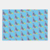 かわいいハロウィーンカラフルこうもり女子ネオントレンディー ラッピングペーパーシート (正面)