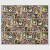 かわいいハロウィーンガールの名前誕生日ギフト ラッピングペーパー (フラット)