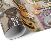 かわいいハロウィーンガールの名前誕生日ギフト ラッピングペーパー (ロールコーナー)