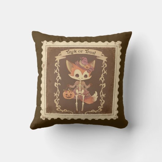 かわいいハロウィーンキツネスケルトン枕 クッション (裏面)