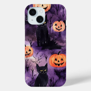 かわいいハロウィーンキャットウィッチオンパンプキン秋シーズン iPhone 15ケース