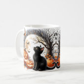 かわいいハロウィーンキャットカボチャと幽霊マグ コーヒーマグカップ (正面左)