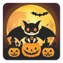 かわいいハロウィーンキャットキャラクターとカボチャ