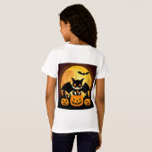 かわいいハロウィーンキャットキャラクターとカボチャ Tシャツ (裏面フル)