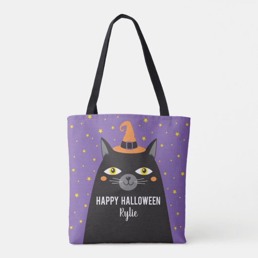 かわいいハロウィーンキャットトリックまたはトリートバッグ トートバッグ (裏面)
