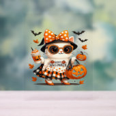 かわいいハロウィーンキャット – かわいい魔女子猫とカボチャ アクリルサイン (ニュートラル)