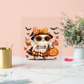 かわいいハロウィーンキャット – かわいい魔女子猫とカボチャ アクリルサイン (ウェディング)