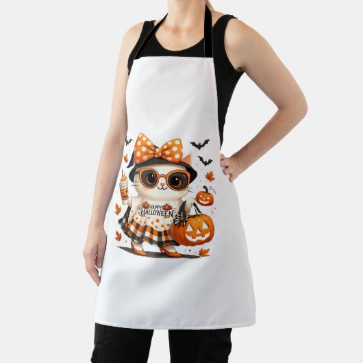 かわいいハロウィーンキャット – かわいい魔女子猫とカボチャ エプロン (インサイチュ)