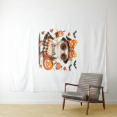 かわいいハロウィーンキャット – かわいい魔女子猫とカボチャ タペストリー (インサイチュ(横))