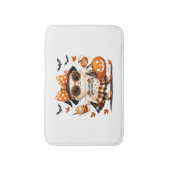 かわいいハロウィーンキャット – かわいい魔女子猫とカボチャ バスマット (正面縦)