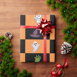 かわいいハロウィーンキャラクターパターン ラッピングペーパー