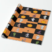 かわいいハロウィーンキャラクターパターン ラッピングペーパー (アンロールド)