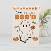 かわいいハロウィーンゲームブー隣人ゲームカード 招待状 (スタンド正面)