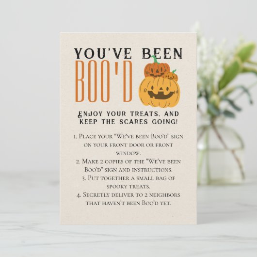 かわいいハロウィーンゲームブー隣人ゲームカード 招待状 (スタンド正面)