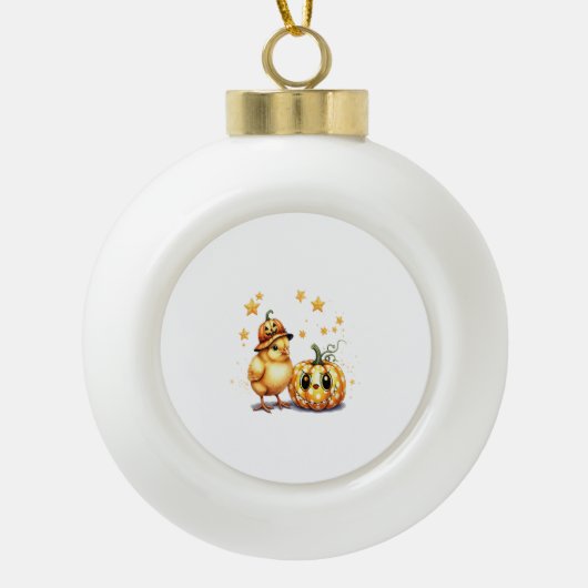 かわいいハロウィーンシックカボチャ セラミックボールオーナメント (正面)