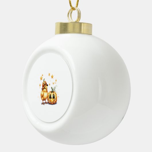 かわいいハロウィーンシックカボチャ セラミックボールオーナメント (右)