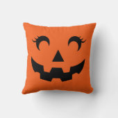 かわいいハロウィーンジャックオランタンパンプキン顔オレンジ クッション (裏面)