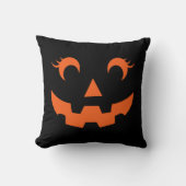 かわいいハロウィーンジャックオランタンパンプキン顔ブラック クッション (正面)