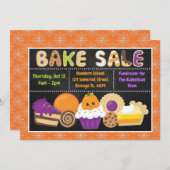 かわいいハロウィーンスクールベイクセール 招待状 (正面/裏面)