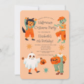 かわいいハロウィーンスペクタキュラー衣装誕生日パーティー 招待状 (正面)