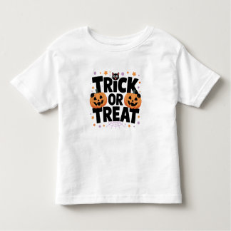 かわいいハロウィーントリックまたはカボチャ付きTシャツのトリート トドラーTシャツ