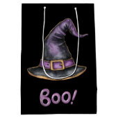 かわいいハロウィーントリックまたはトリートパープル抱き枕 ミディアムペーパーバッグ (裏面)