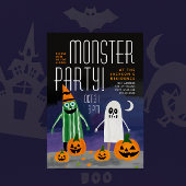 かわいいハロウィーンナイトモンスターカボチャ絵を描パーティー 招待状