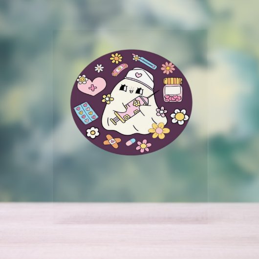 かわいいハロウィーンナースオーバーサイズTシャツ アクリルサイン (ニュートラル)