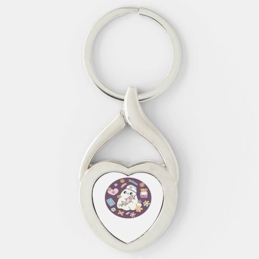 かわいいハロウィーンナースオーバーサイズTシャツ キーホルダー (正面)