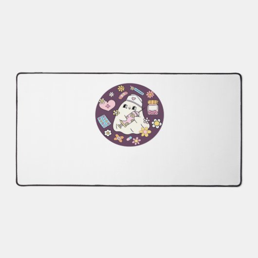 かわいいハロウィーンナースオーバーサイズTシャツ デスクマット (正面)