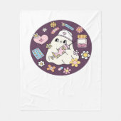 かわいいハロウィーンナースオーバーサイズTシャツ フリースブランケット (正面)