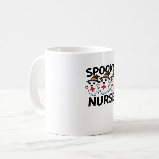かわいいハロウィーンナース幽霊クラシックマンガT-Shir コーヒーマグカップ (正面左)