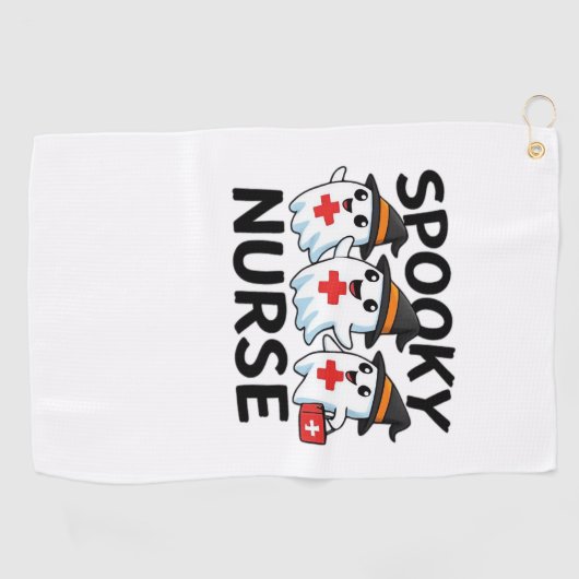 かわいいハロウィーンナース幽霊クラシックマンガT-Shir ゴルフタオル (横)