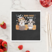 かわいいハロウィーンナース猫と犬とカボチャのクラ スタンダードランチョンナプキン (インサイチュ)