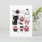 かわいいハロウィーンパターン コラージュ シーズンカード (スタンド正面)