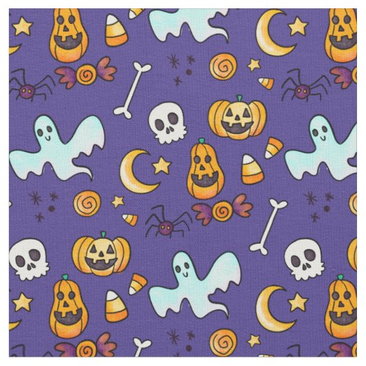 かわいいハロウィーンパターン ファブリック (クローズアップ)