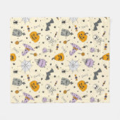 かわいいハロウィーンパターン フリースブランケット (正面(横))