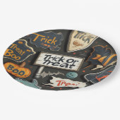 かわいいハロウィーンパターン ペーパープレート (アングル)