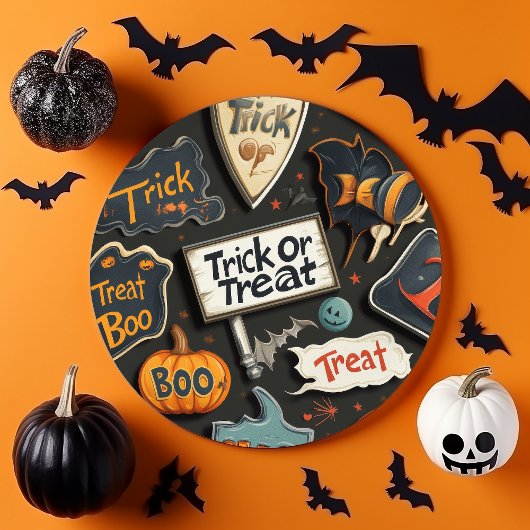 かわいいハロウィーンパターン ペーパープレート